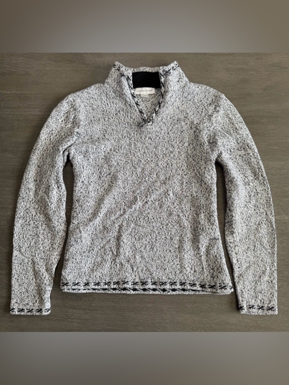 Grey Knit Speckled Black 1/4 Zip Pullover Sweatshirt Sweater M